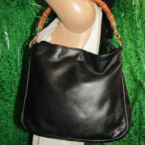 GUCCI BLACK VINTAGE BAMBOO HOBO BAG